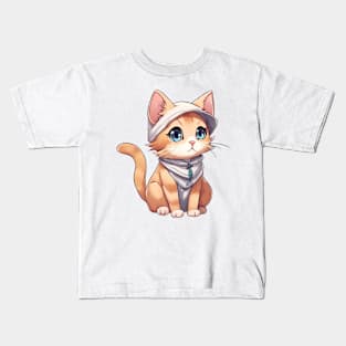 Cute orange cat wearing a sporty outfit Kids T-Shirt